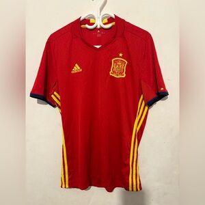 adidas Red and Yellow Spain National Team Soccer Jersey
